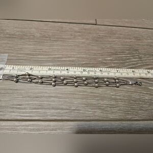 Triple strand sterling bracelet. silver beads on each strand